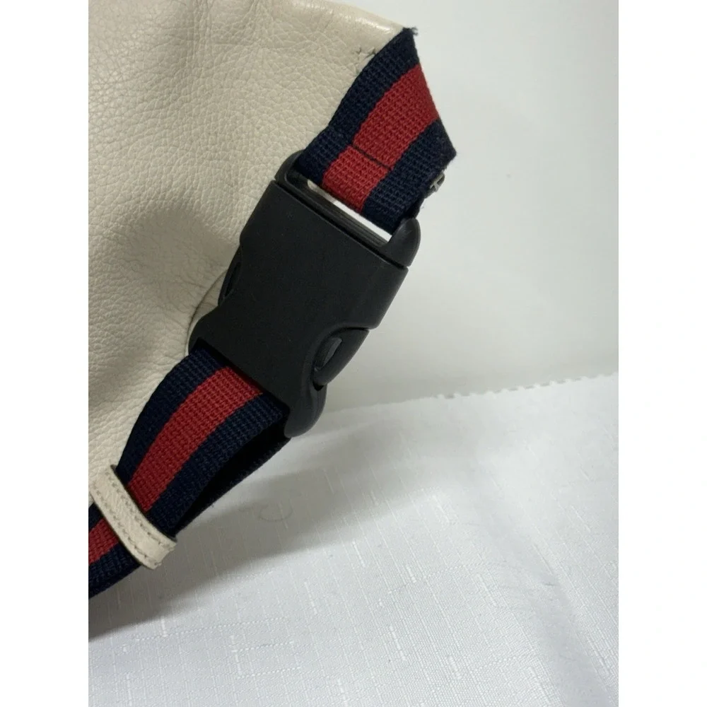 Gucci Logo Belt Bag White Leather Web Stripe Waist Crossbody Fanny Pack COA - Picture 9 of 15